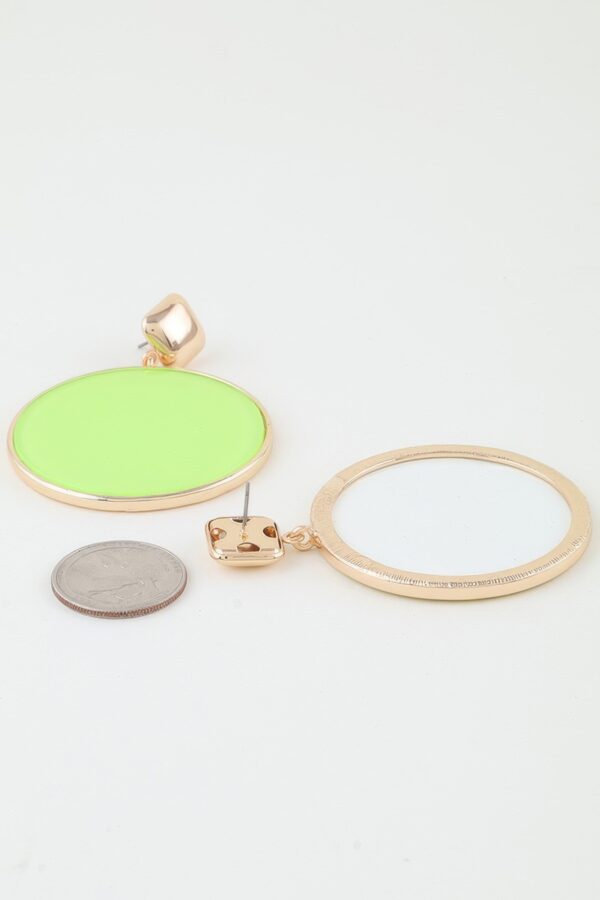 Bright Circle Drop Earrings – Gold Fuchsia & Light Green