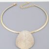 Rhinestone Plate Choker Necklace – Gold & Clear, 12″