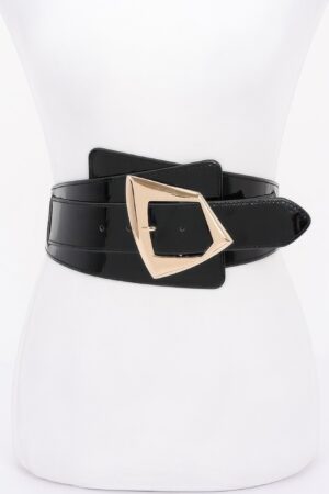 Metal Buckle Elastic Belt – Classic Buckle, Black/Nude/White