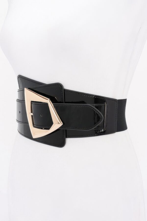 Metal Buckle Elastic Belt – Classic Buckle, Black/Nude/White