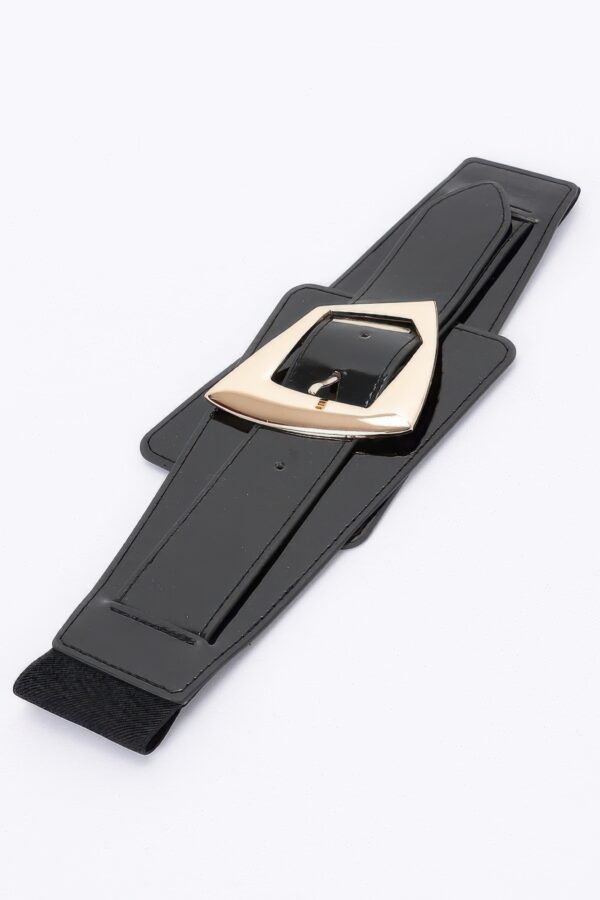 Metal Buckle Elastic Belt – Classic Buckle, Black/Nude/White