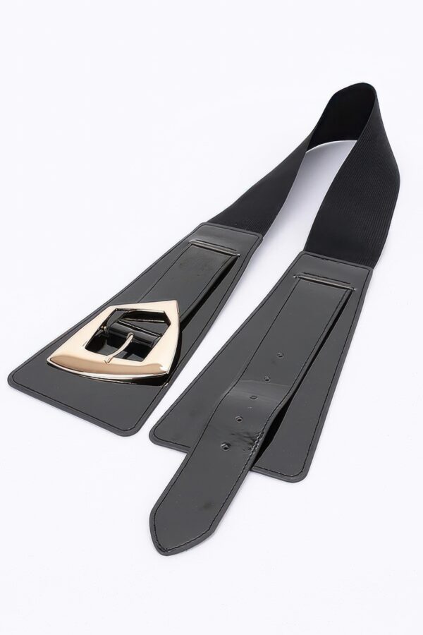 Metal Buckle Elastic Belt – Classic Buckle, Black/Nude/White