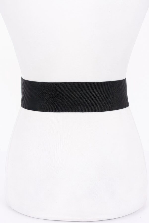 Metal Buckle Elastic Belt – Classic Buckle, Black/Nude/White
