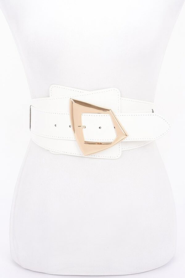 Metal Buckle Elastic Belt – Classic Buckle, Black/Nude/White