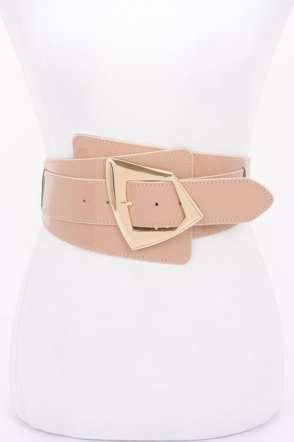 Metal Buckle Elastic Belt – Classic Buckle, Black/Nude/White