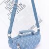 Embossed Denim Crossbody Bag with Mixed Metal Accents