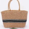 Faux Straw Tote – Woven Texture with Mixed Metal Accents