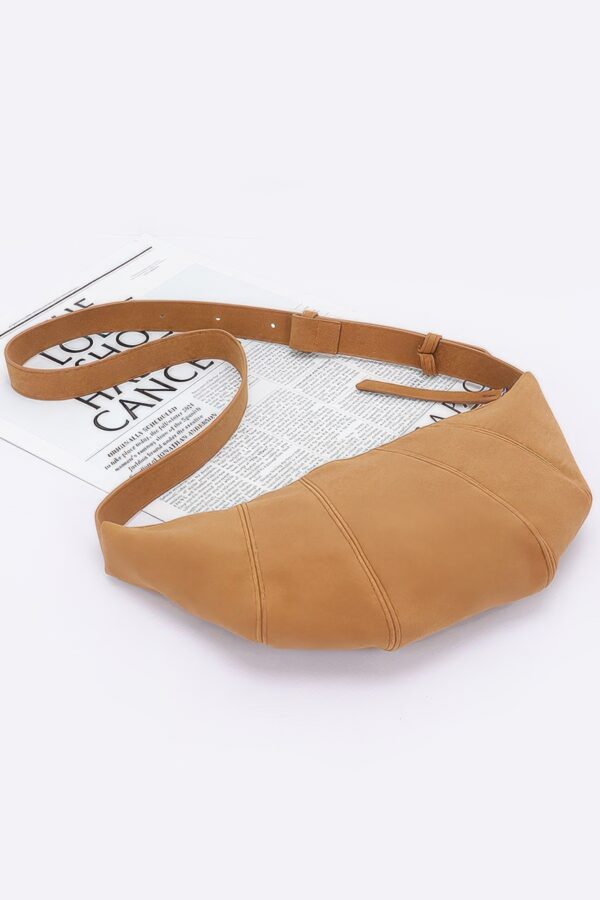 Faux Suede Croissant Bag – Mixed Metal Accents