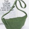 Faux Suede Croissant Bag – Mixed Metal Accents