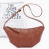 Faux Leather Croissant Bag with Mixed Metal Detail