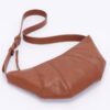 Faux Leather Croissant Bag with Mixed Metal Detail