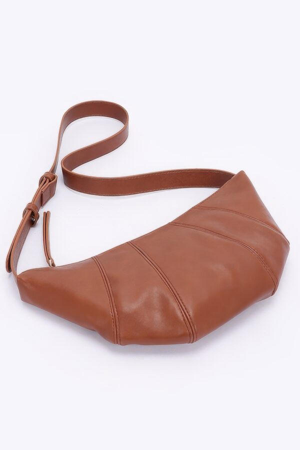 Faux Leather Croissant Bag with Mixed Metal Detail