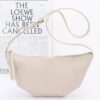 Faux Leather Croissant Bag with Mixed Metal Detail