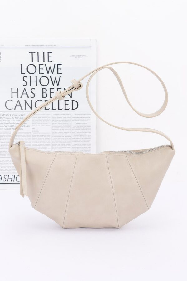 Faux Leather Croissant Bag with Mixed Metal Detail