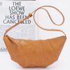 Faux Leather Croissant Bag with Mixed Metal Detail
