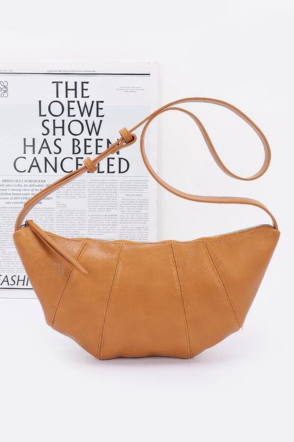 Faux Leather Croissant Bag with Mixed Metal Detail