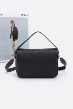 Faux Leather Crossbody Bag with Top Handle – Compact