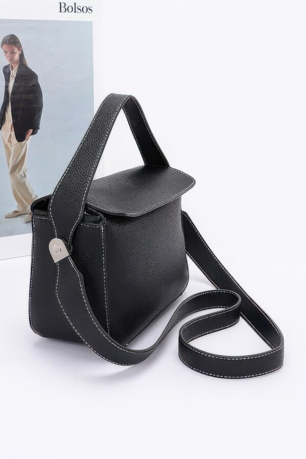 Faux Leather Crossbody Bag with Top Handle – Compact
