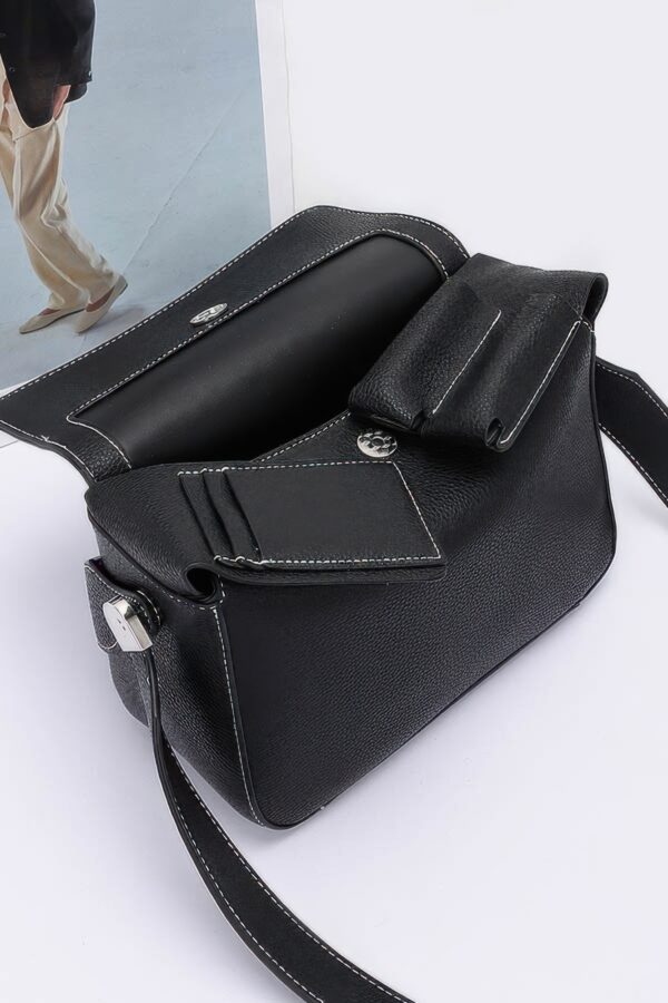 Faux Leather Crossbody Bag with Top Handle – Compact