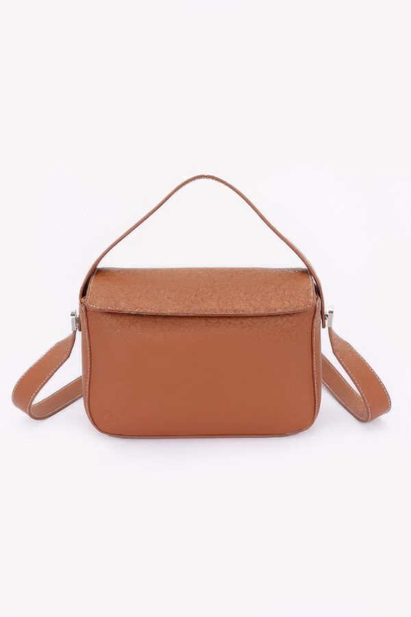 Faux Leather Crossbody Bag with Top Handle – Compact