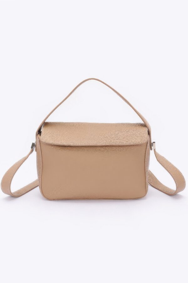 Faux Leather Crossbody Bag with Top Handle – Compact
