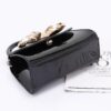 Faux Leather Top Handle Bag with Metal Ribbon Accent