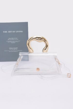 Compact Clear PVC Flap Bag with Metal Handle