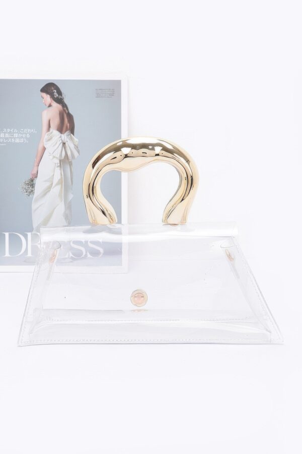 Compact Clear PVC Flap Bag with Metal Handle