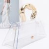 Compact Clear PVC Flap Bag with Metal Handle