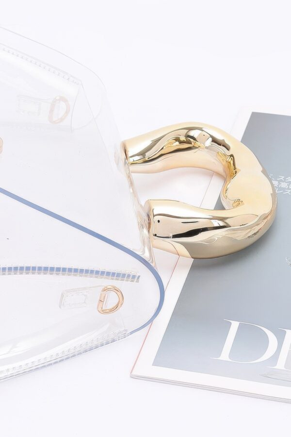 Compact Clear PVC Flap Bag with Metal Handle