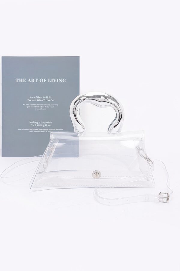 Compact Clear PVC Flap Bag with Metal Handle