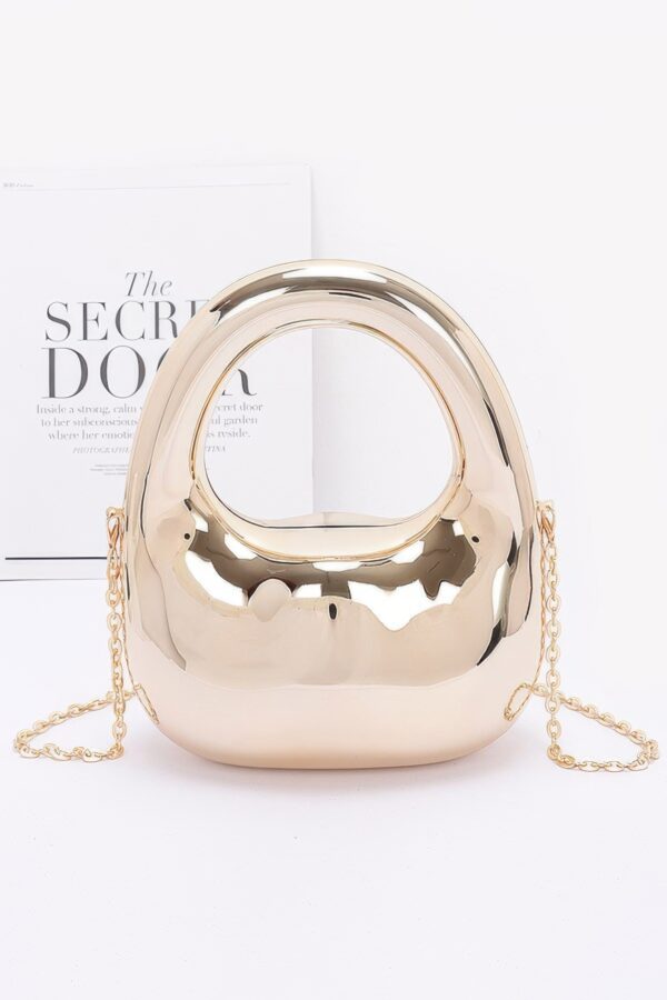 Metallic Acrylic Box Bag with Mixed Metal Accents