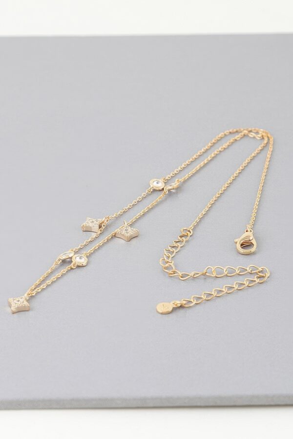 Starry Sky Multi-Star Charm Necklace with Clear Crystals