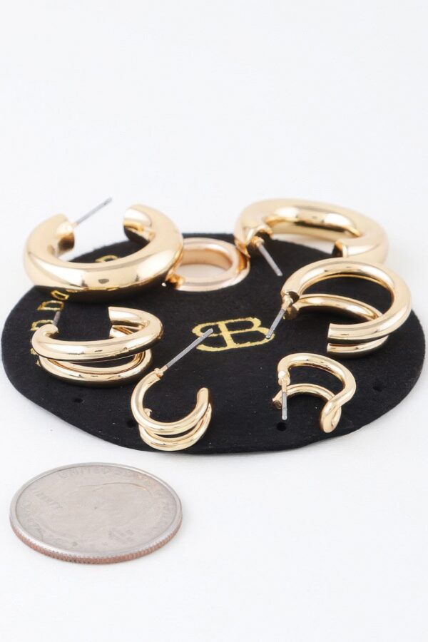 Multi Shiny Hoop Earrings Set – Gold & Silver