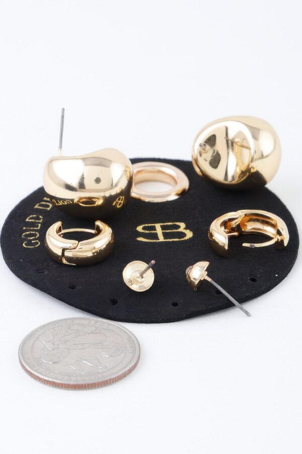 Multi Shiny Curved Earrings Set – Gold
