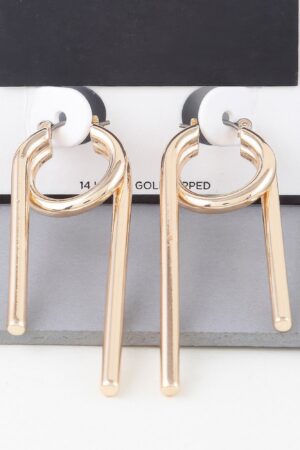 Multi Shiny Modern Drop Earrings – Gold
