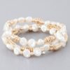 Multi-Stone Disc Bracelet – Gold & Cream