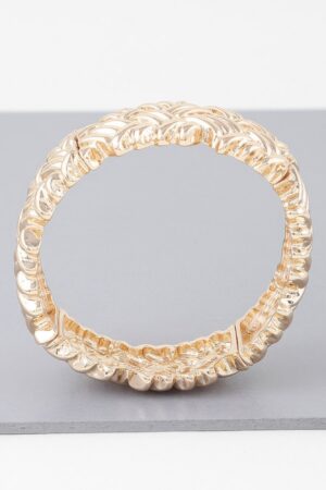 Cross Hatch Cuff Bracelet – Textured Metal in Gold or Silver