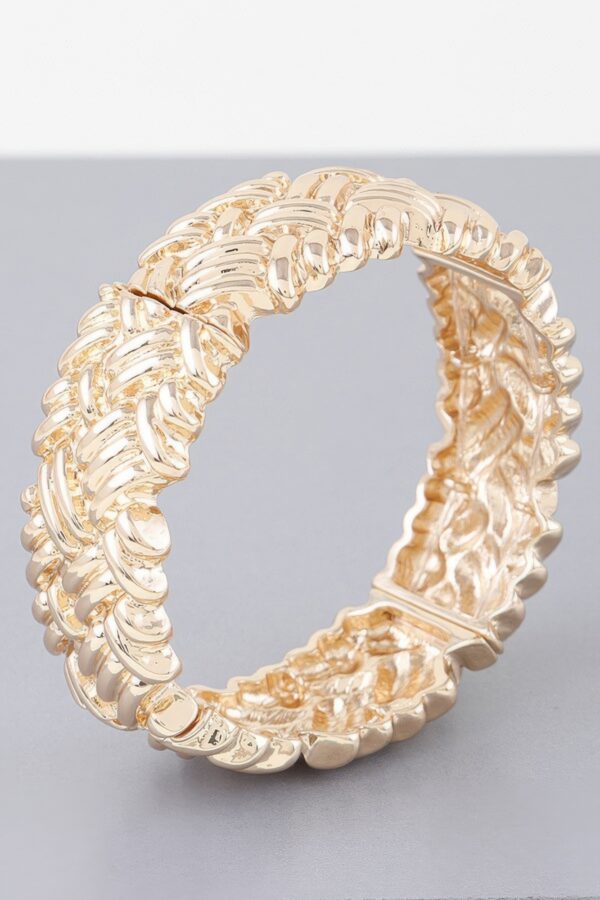 Cross Hatch Cuff Bracelet – Textured Metal in Gold or Silver