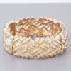 Cross Hatch Cuff Bracelet – Textured Metal in Gold or Silver