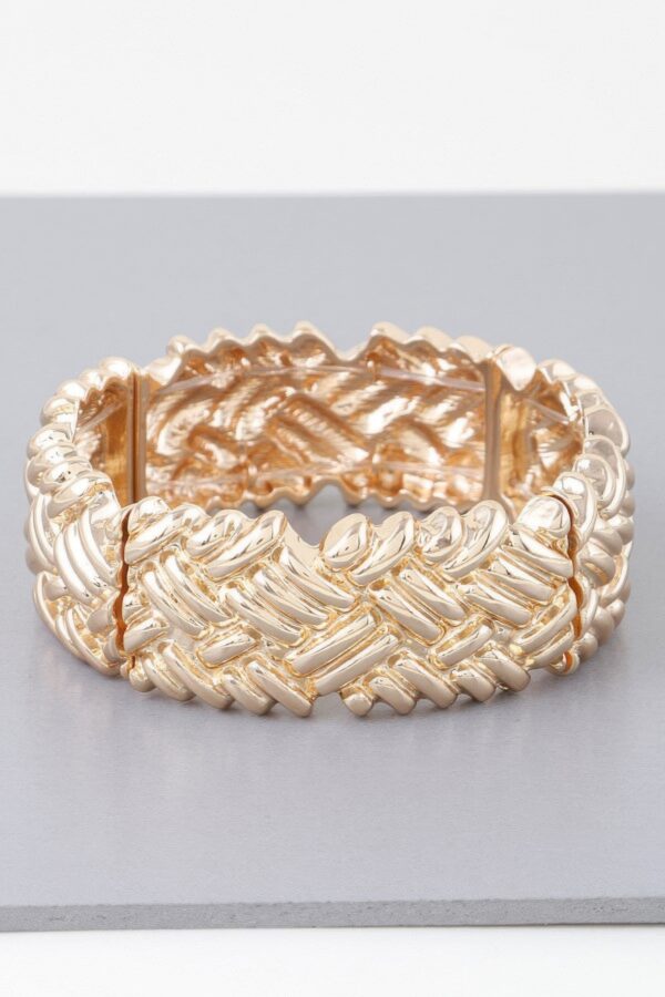 Cross Hatch Cuff Bracelet – Textured Metal in Gold or Silver