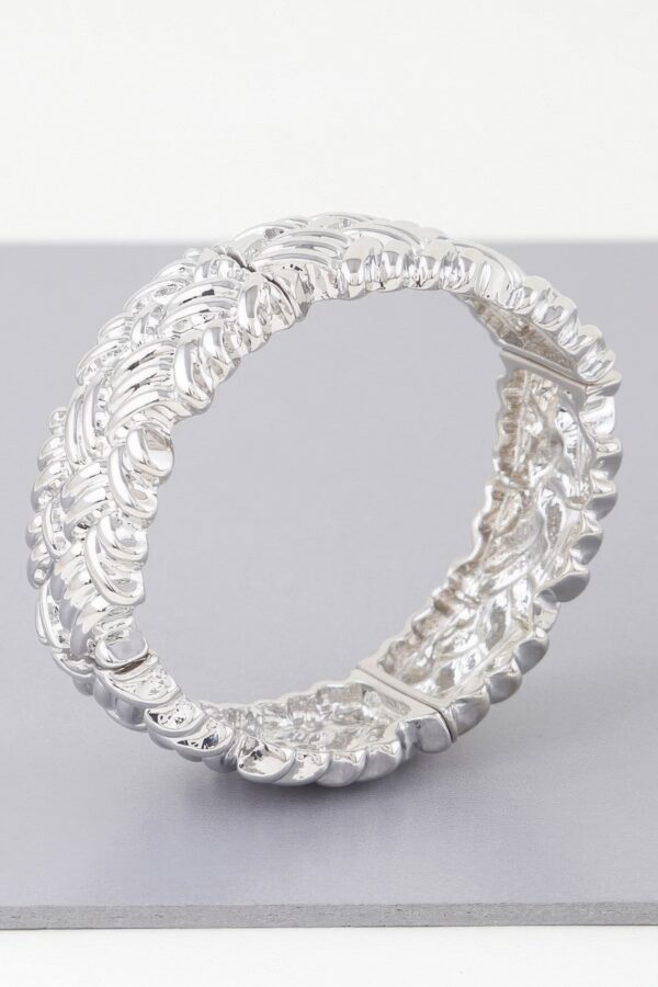 Cross Hatch Cuff Bracelet – Textured Metal in Gold or Silver