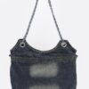 Washed Denim Tote with Double Front Pockets