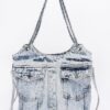 Washed Denim Tote with Double Front Pockets