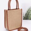 Faux Straw Tote – Mixed Metal Accents, Khaki