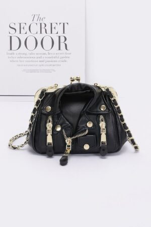 Faux Leather Jacket-Style Crossbody Bag – Zipper Detail