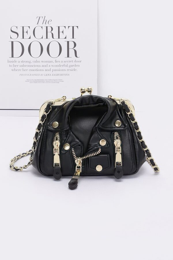 Faux Leather Jacket-Style Crossbody Bag – Zipper Detail