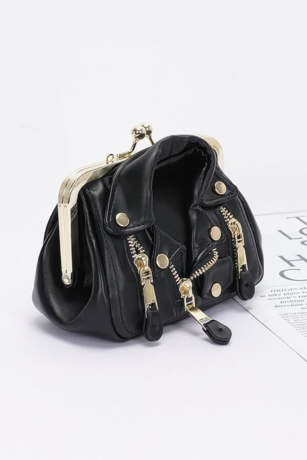 Faux Leather Jacket-Style Crossbody Bag – Zipper Detail