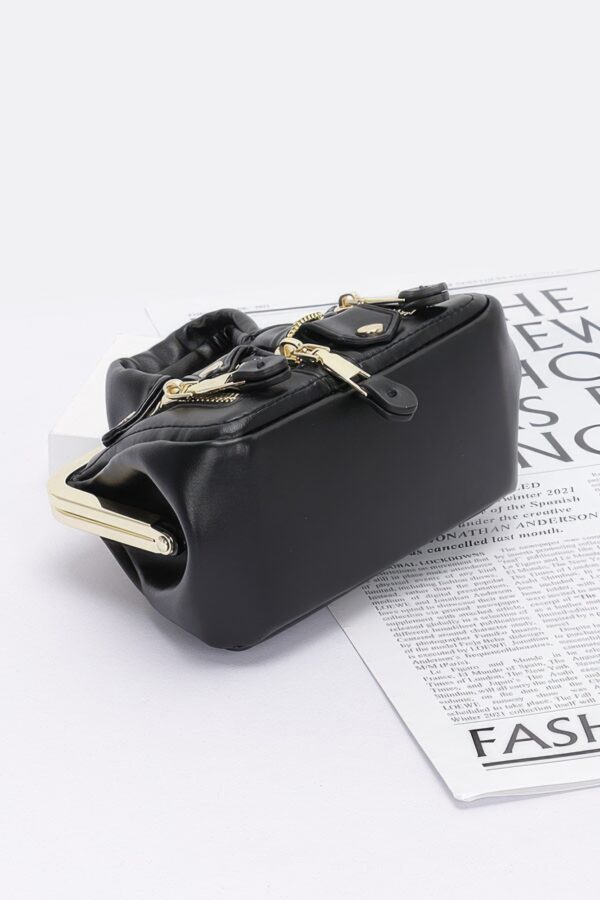 Faux Leather Jacket-Style Crossbody Bag – Zipper Detail