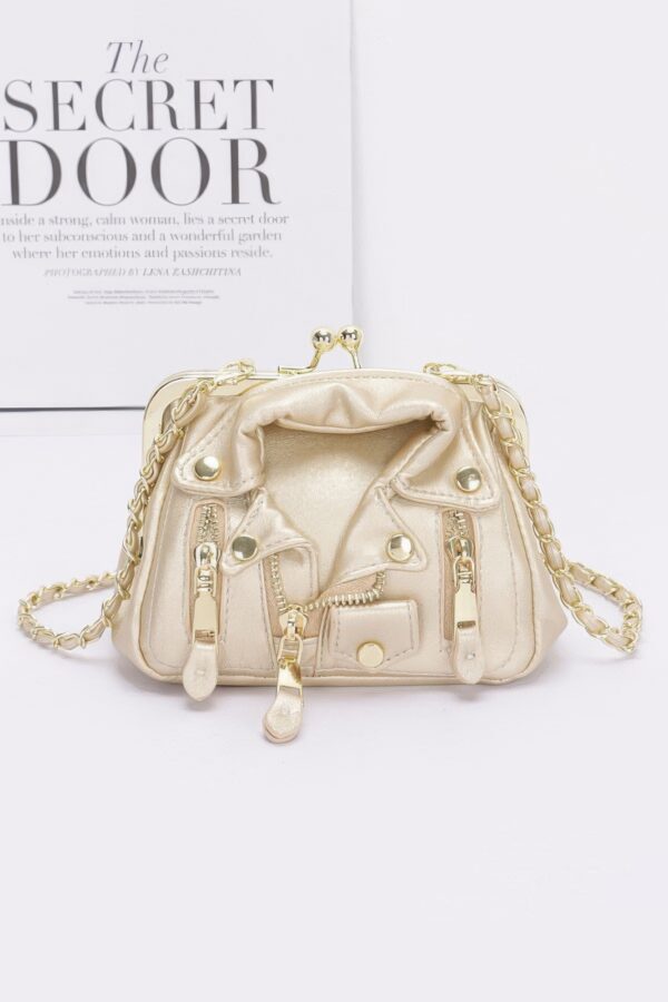 Faux Leather Jacket-Style Crossbody Bag – Zipper Detail